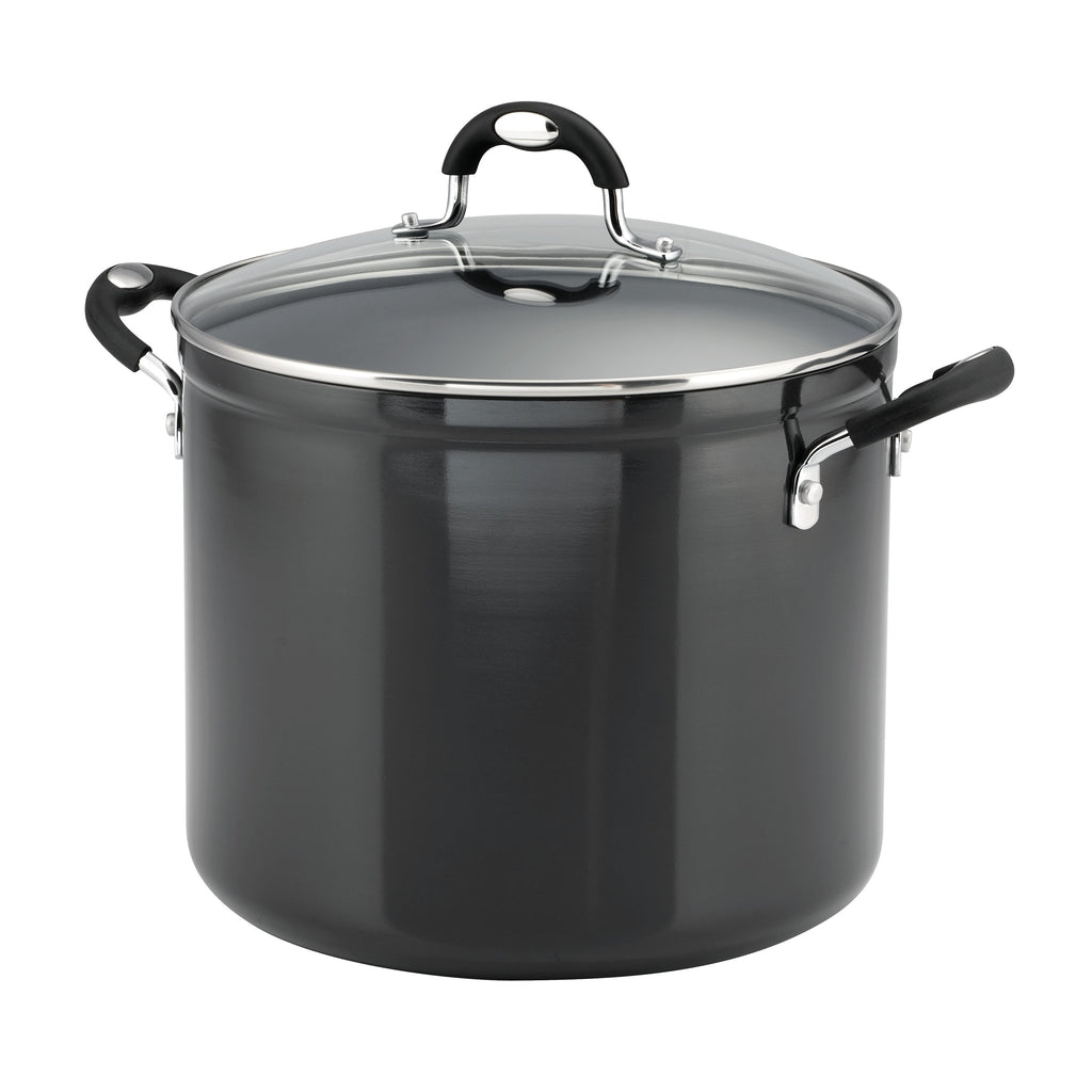 12 Quart Ceramic Nonstick Covered Stock Pot, Charcoal Gray