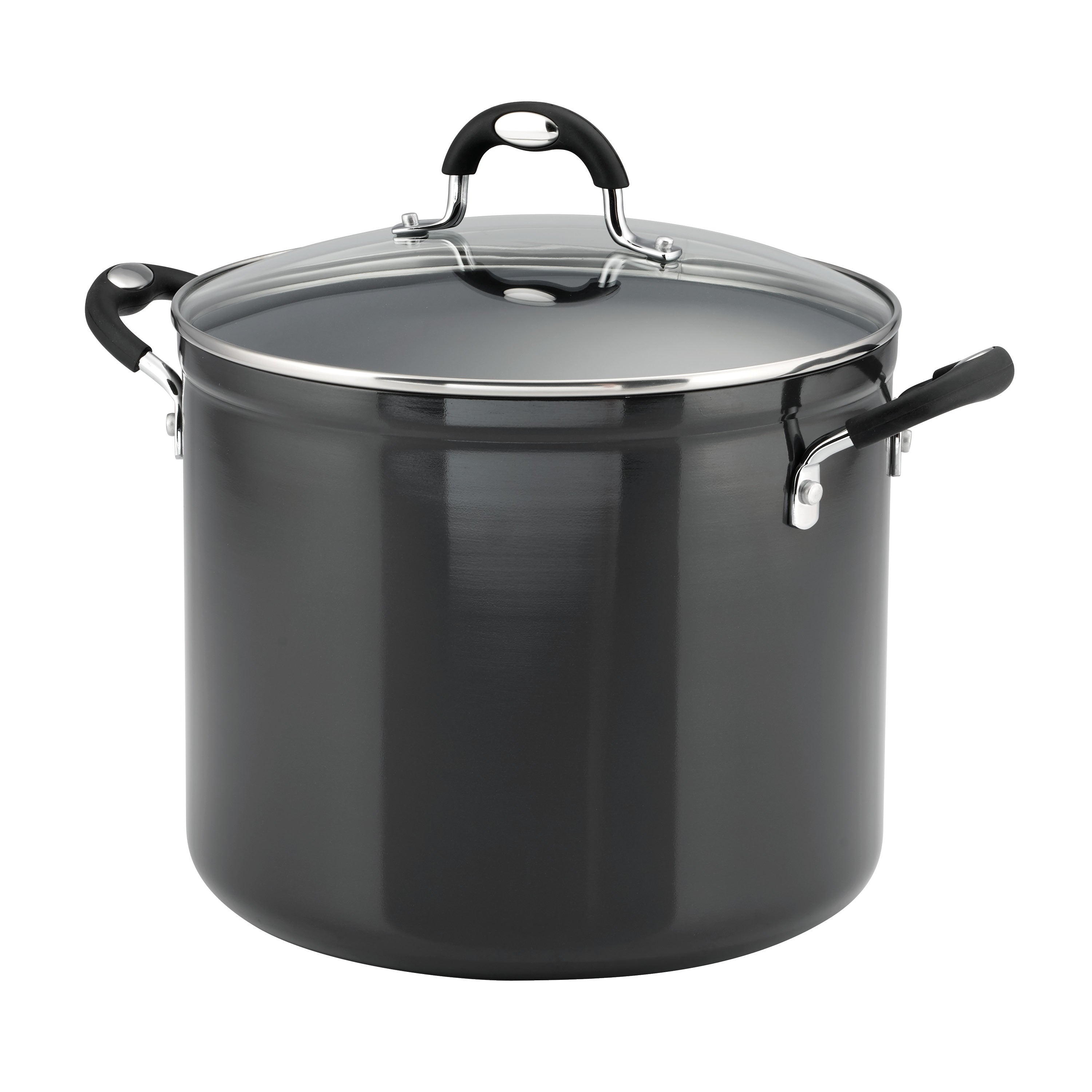 12 Quart Ceramic Nonstick Covered Stock Pot, Charcoal Gray