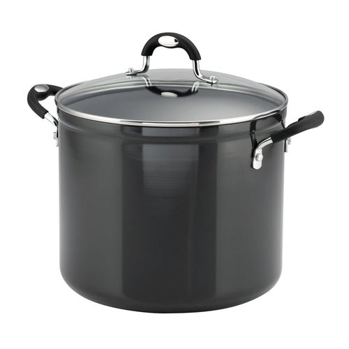 12 Quart Ceramic Nonstick Covered Stock Pot, Charcoal Gray