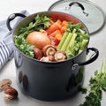 12 Quart Ceramic Nonstick Covered Stock Pot, Charcoal Gray