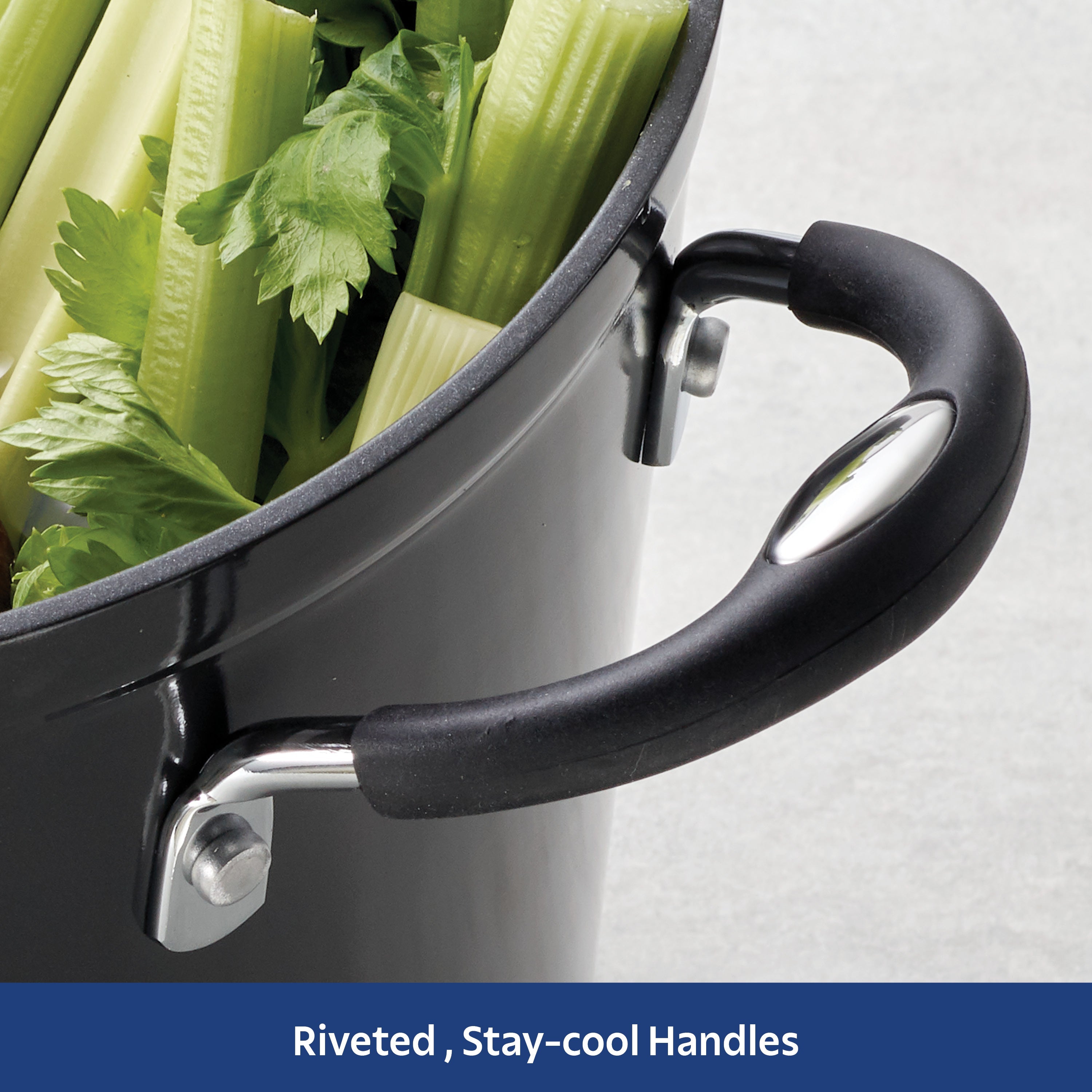 12 Quart Ceramic Nonstick Covered Stock Pot, Charcoal Gray