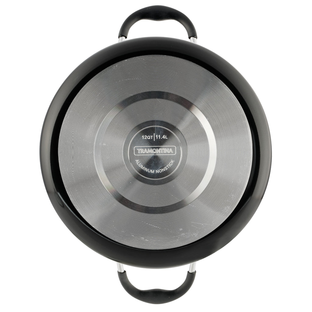12 Quart Ceramic Nonstick Covered Stock Pot, Charcoal Gray