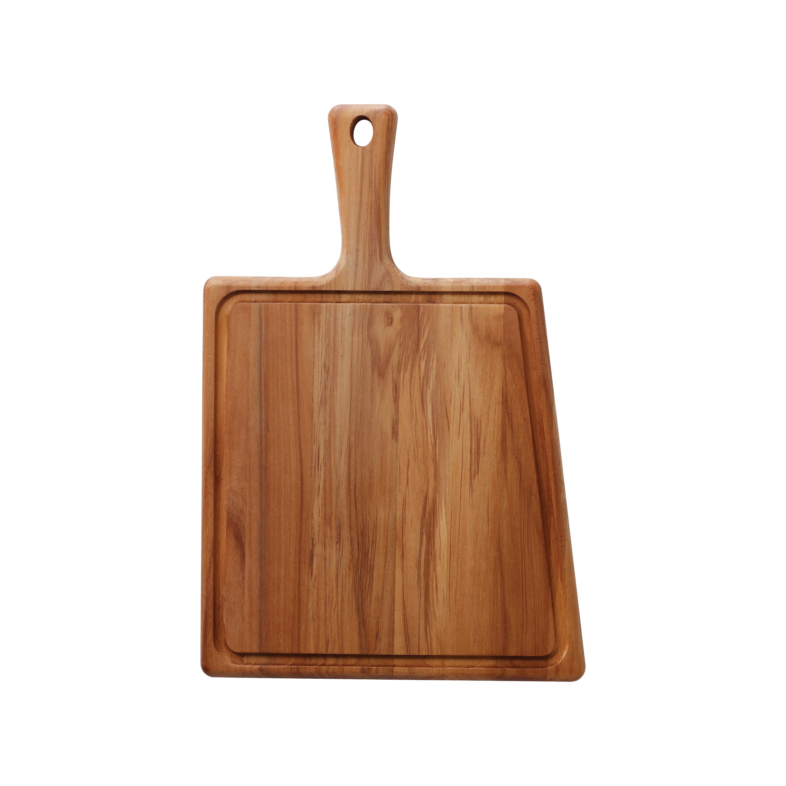 15.75 in x 10.5 in Teak Wood Rectangle Cutting Board with Handle & Groove