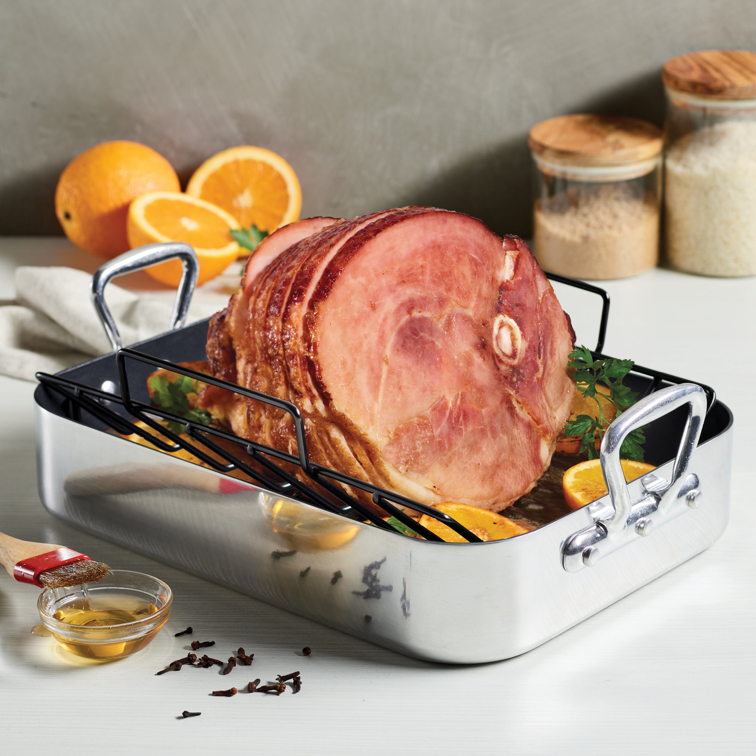 16 Inch Nonstick Roasting Pan with V Rack