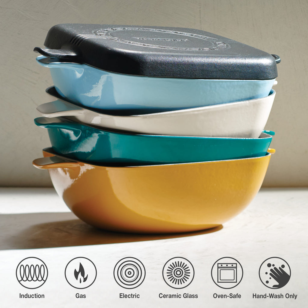 6.5 Quart Enameled Cast Iron Multi-Cooker with Reversible Lid