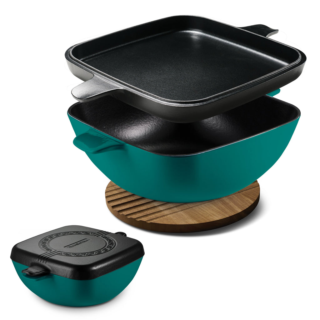 6.5 Quart Enameled Cast Iron Multi-Cooker with Reversible Lid