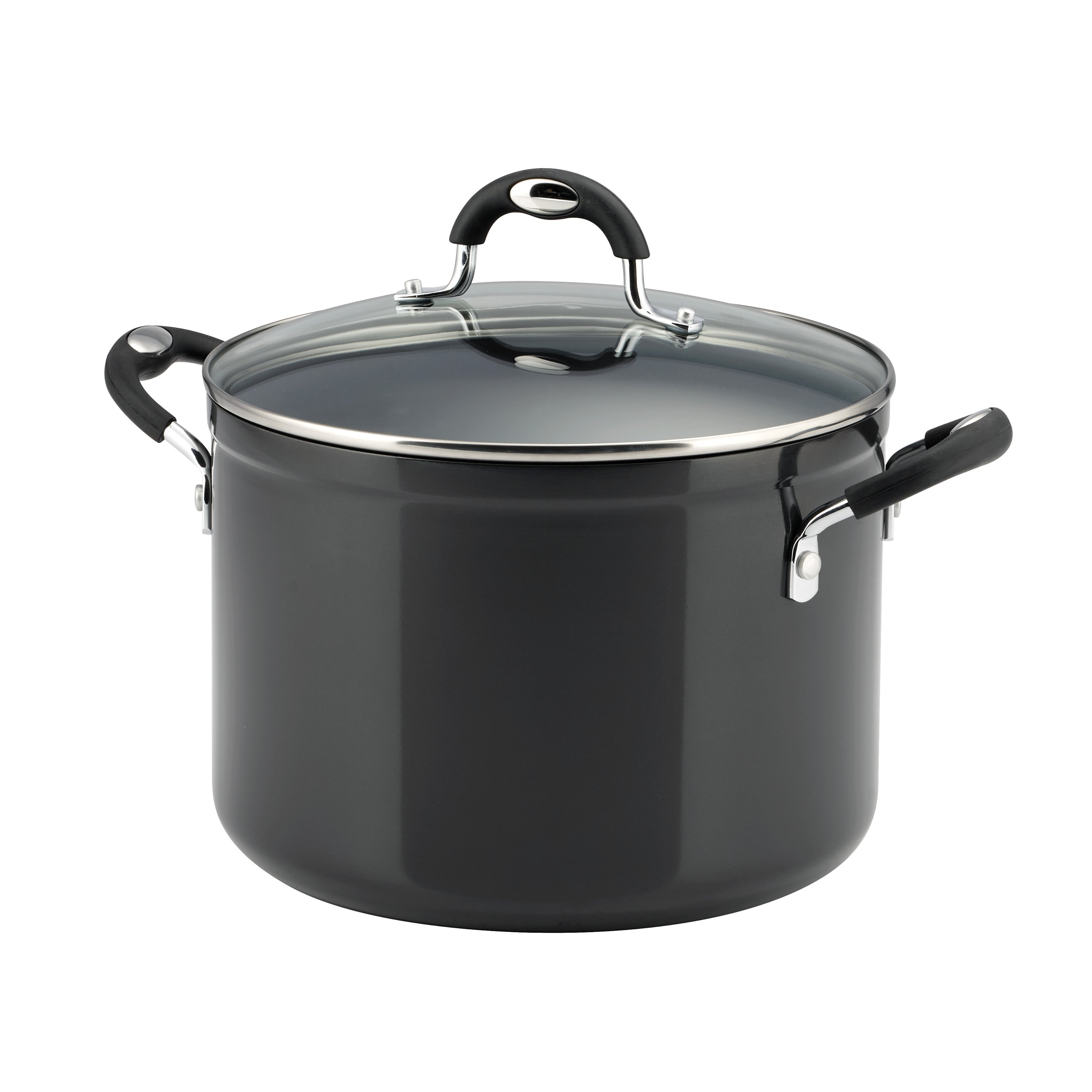8 Quart Ceramic Nonstick Covered Stock Pot, Charcoal Gray
