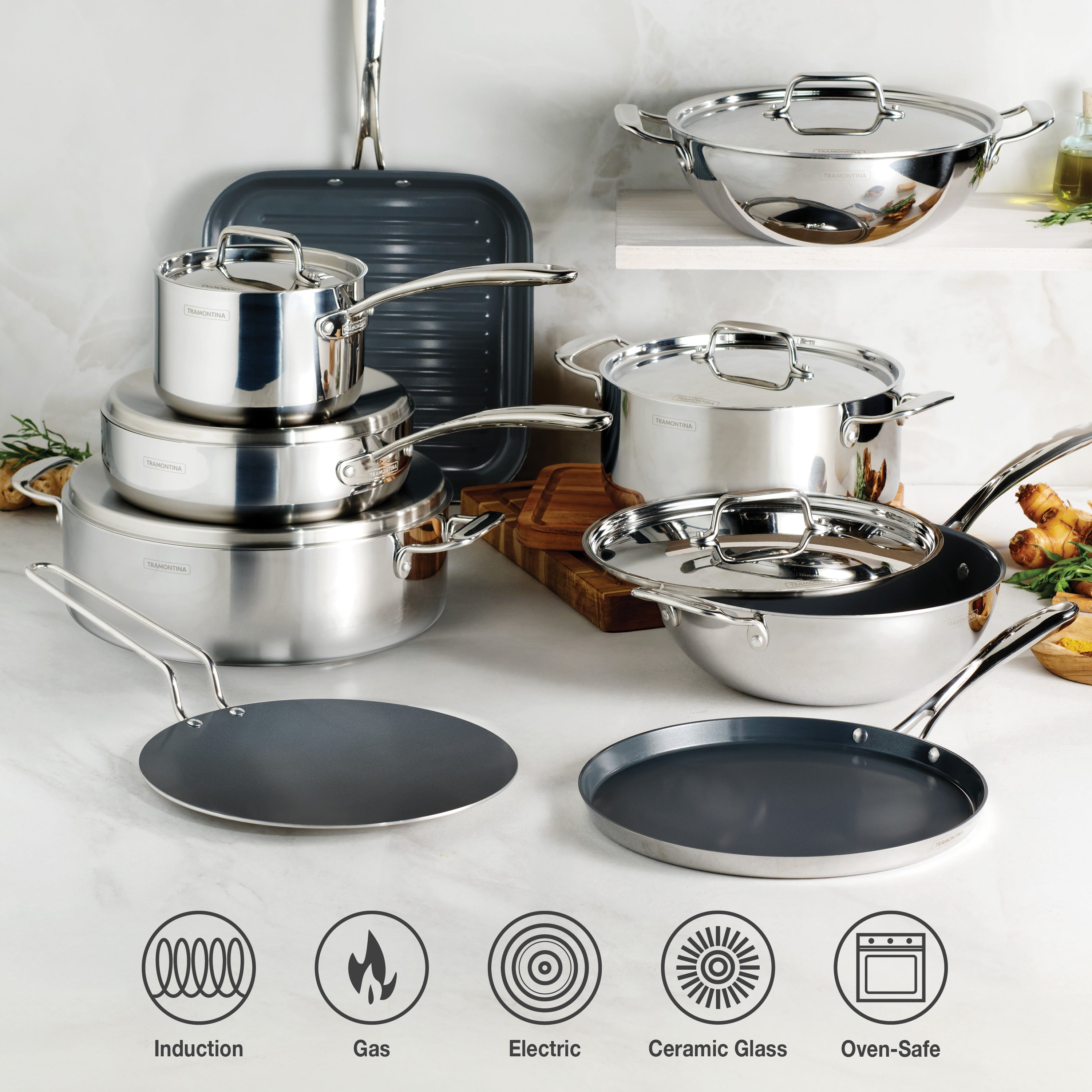 Tri-Ply Clad Covered Casserole with Ceramic Interior