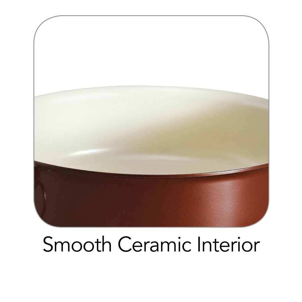 9.5 Inch Ceramic Round Baking Dish - Metallic Copper