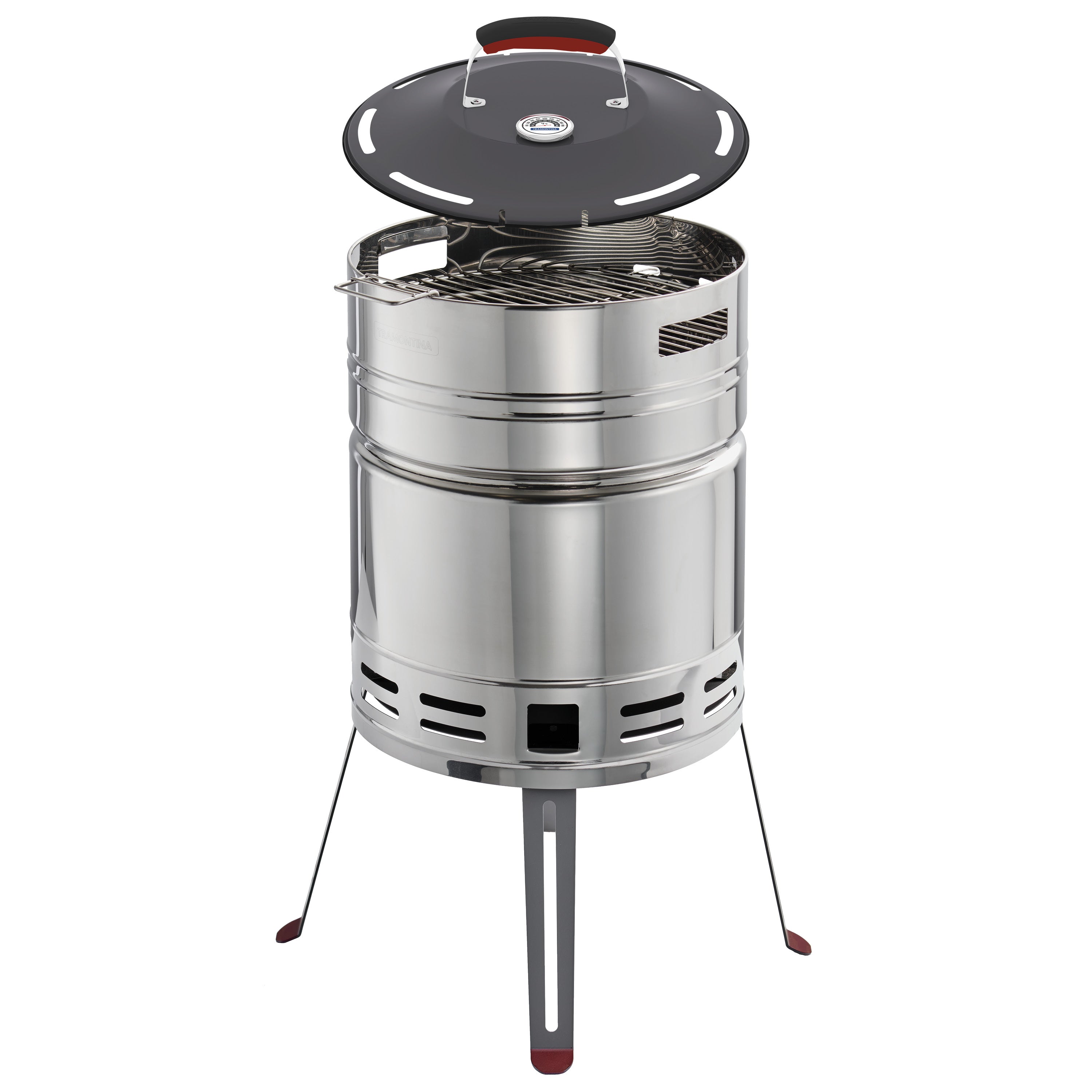 15.5 Inch Stainless Steel Round BBQ Charcoal Grill with Lid