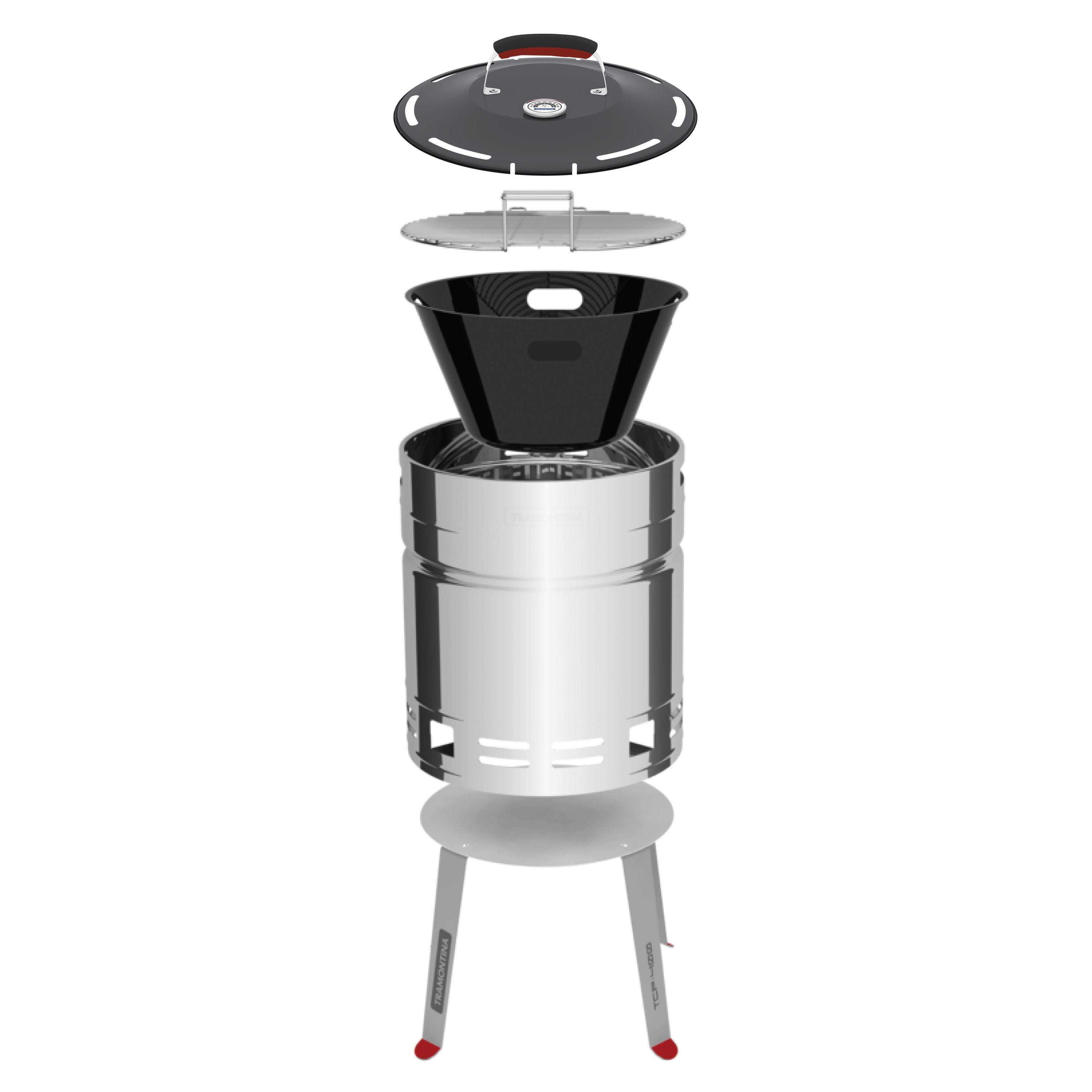 15.5 Inch Stainless Steel Round BBQ Charcoal Grill with Lid