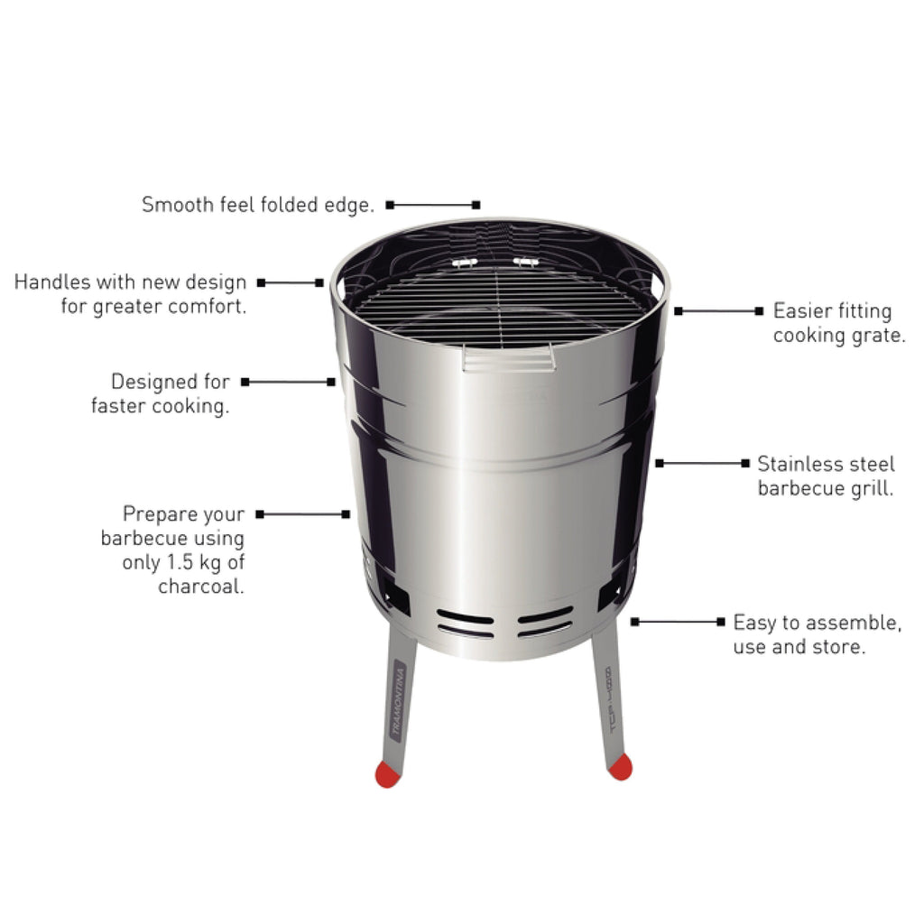 15.5 Inch Stainless Steel Round BBQ Charcoal Grill with Lid
