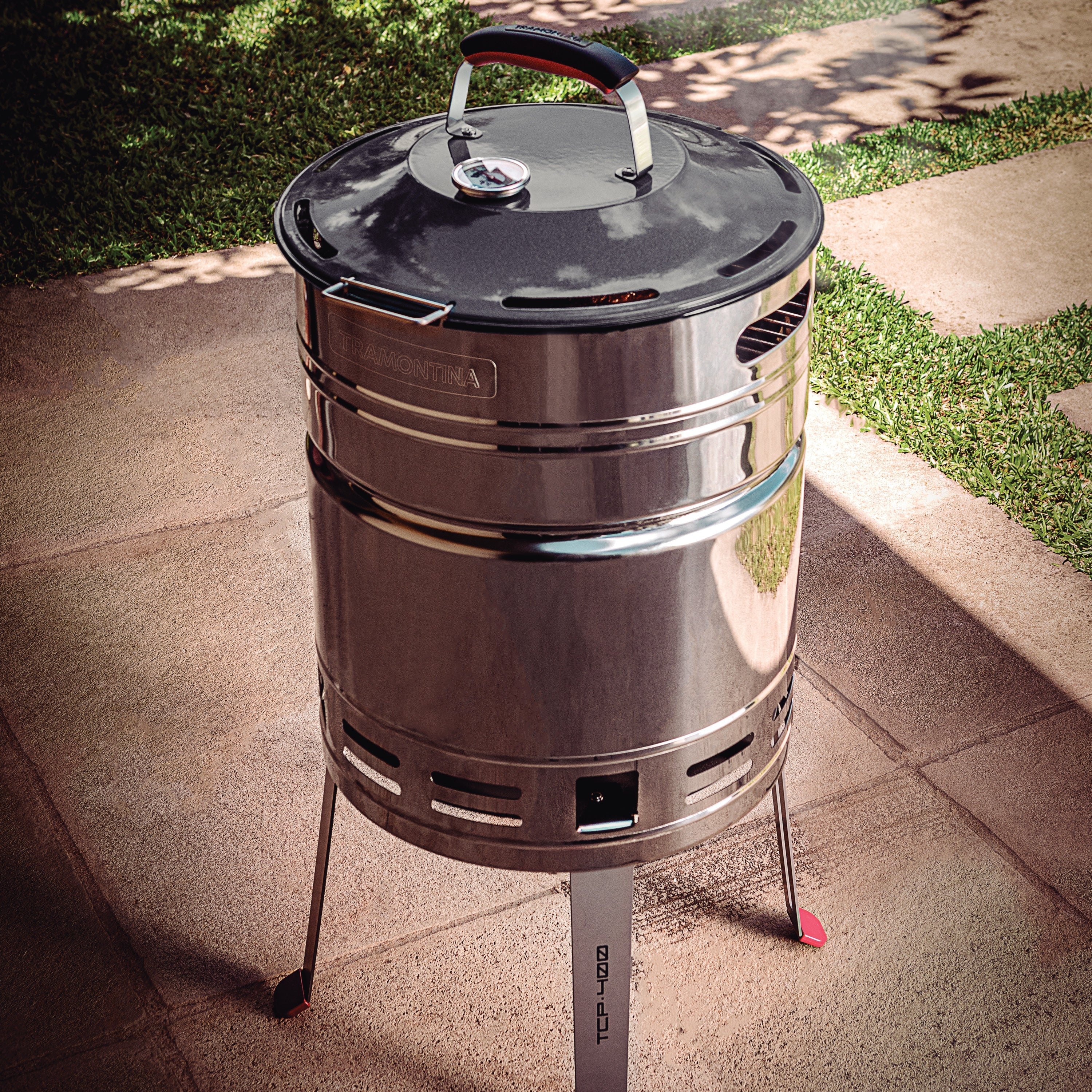 15.5 Inch Stainless Steel Round BBQ Charcoal Grill with Lid