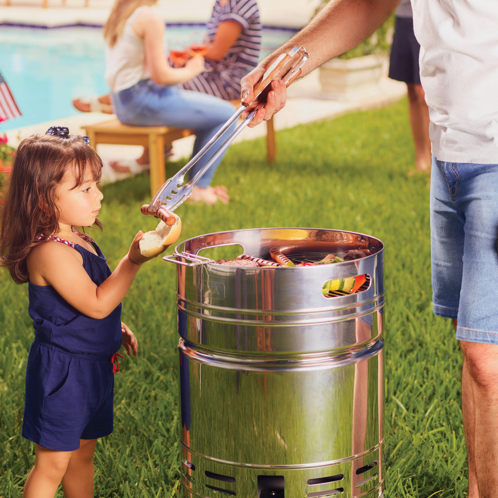15.5 Inch Stainless Steel Round BBQ Charcoal Grill with Lid