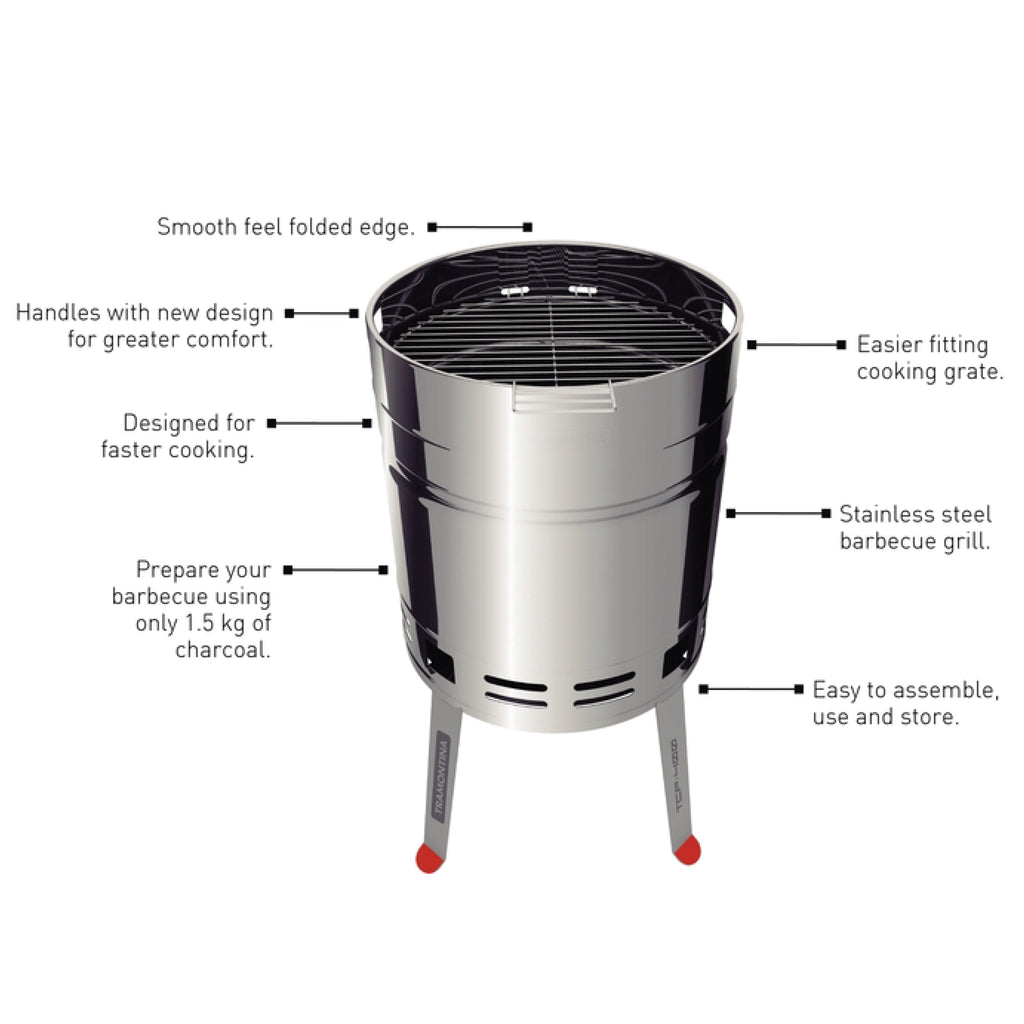 15.5 in Stainless Steel Round BBQ Charcoal Grill with Stand