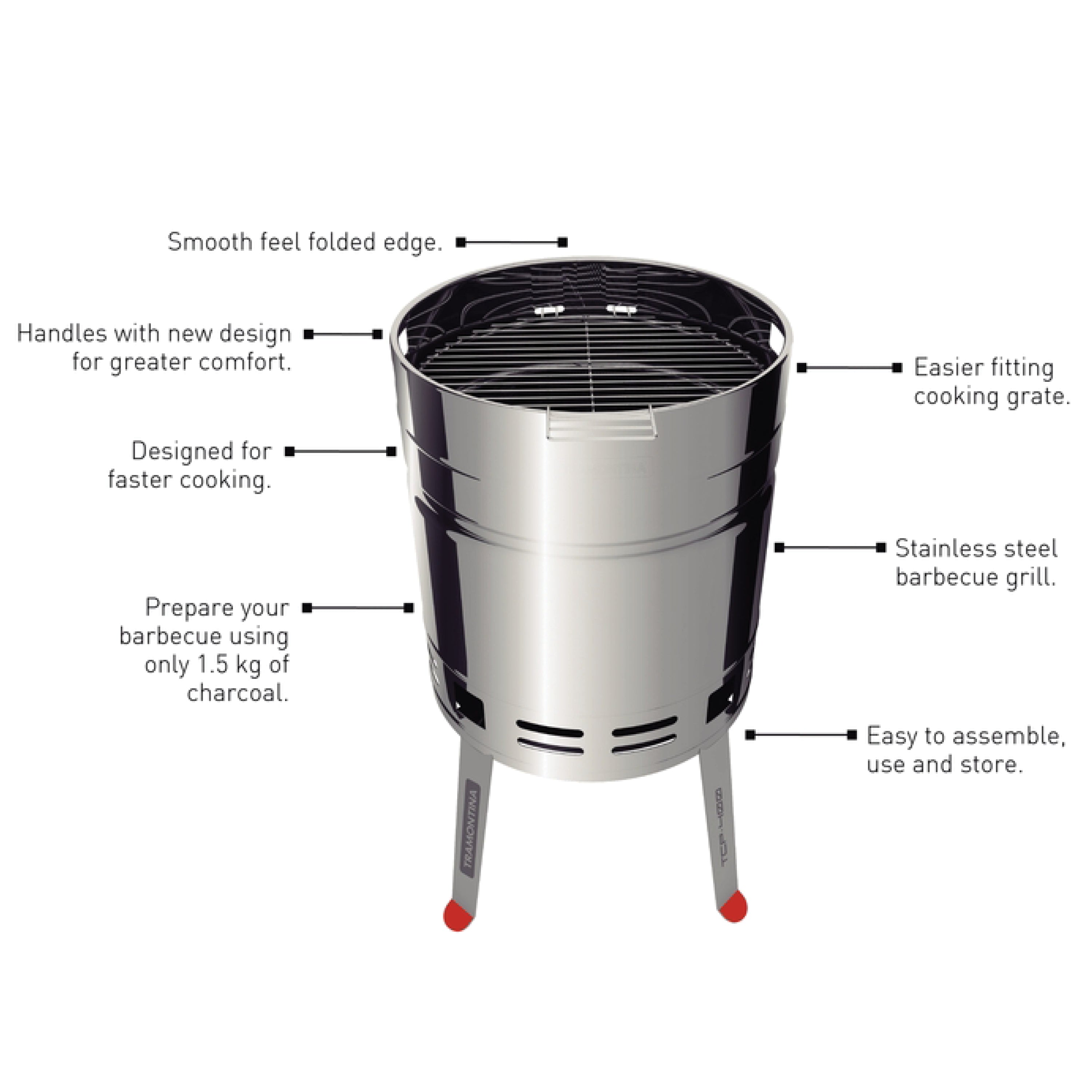 15.5 in Stainless Steel Round BBQ Charcoal Grill with Stand