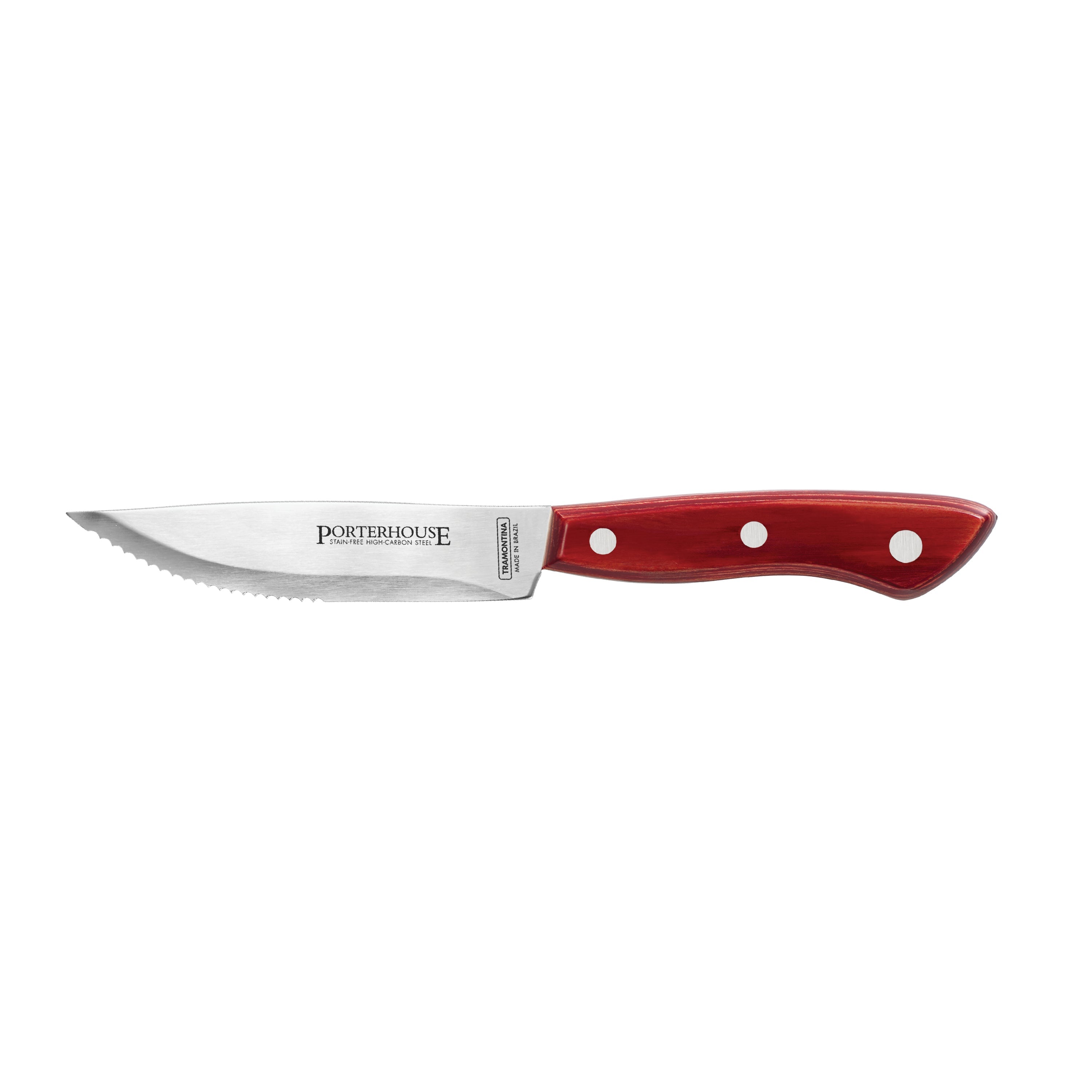 4 Piece - 5 in Steak Knife Set - Pointed Red Handle