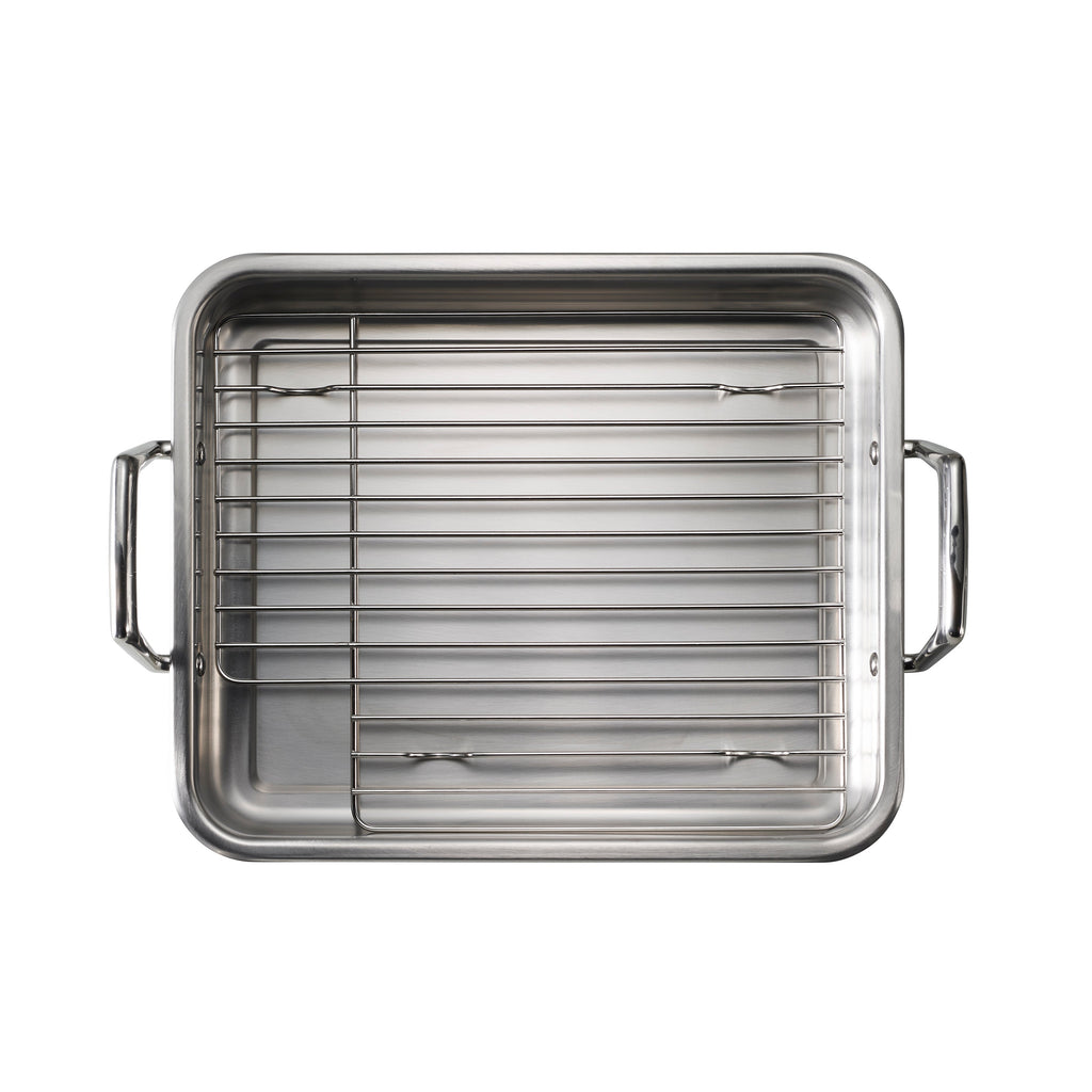 Stainless Steel Roasting Pan with Basting Grill