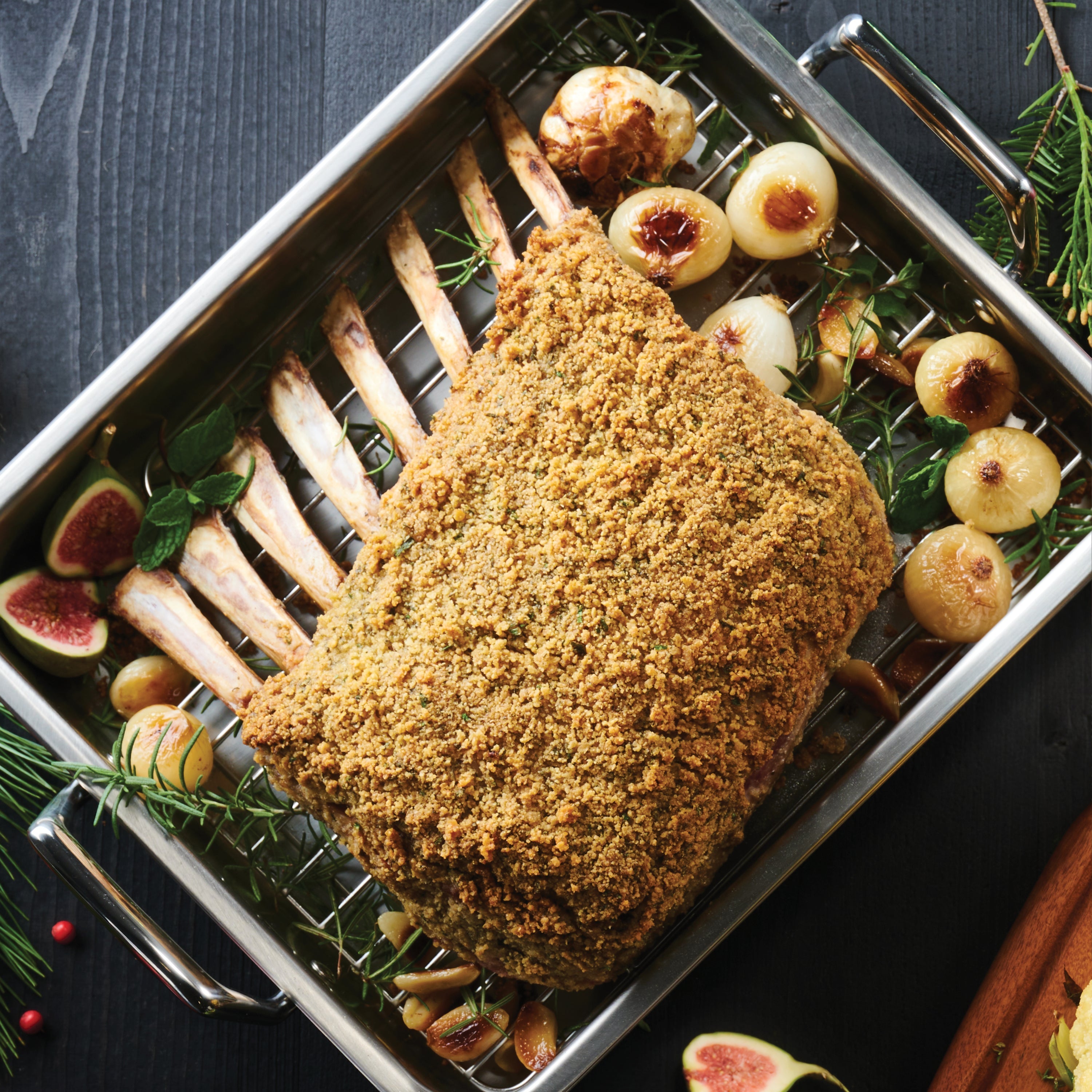 Stainless Steel Roasting Pan with Basting Grill