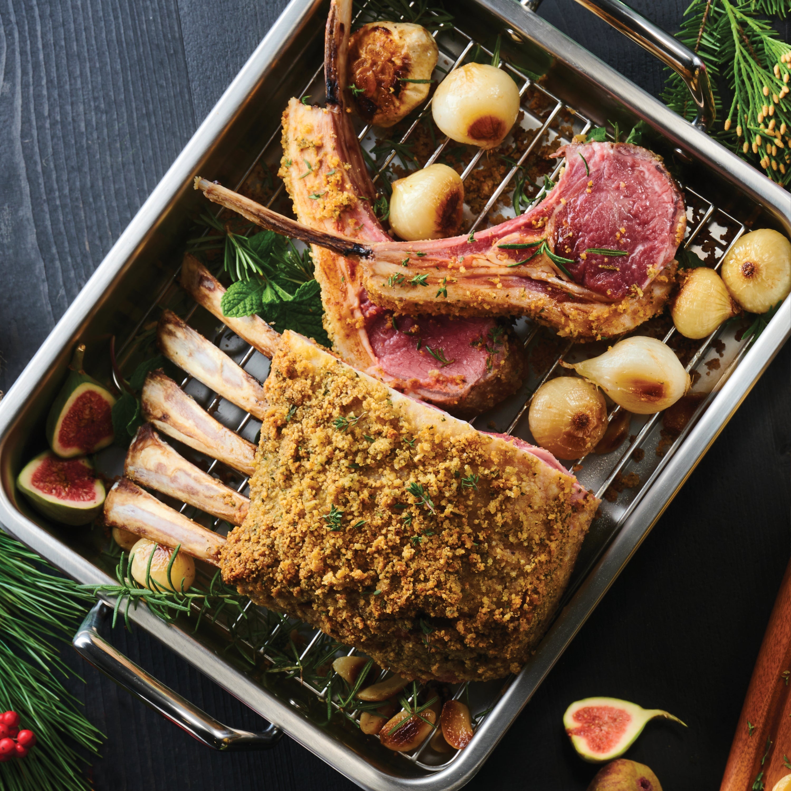 Stainless Steel Roasting Pan with Basting Grill