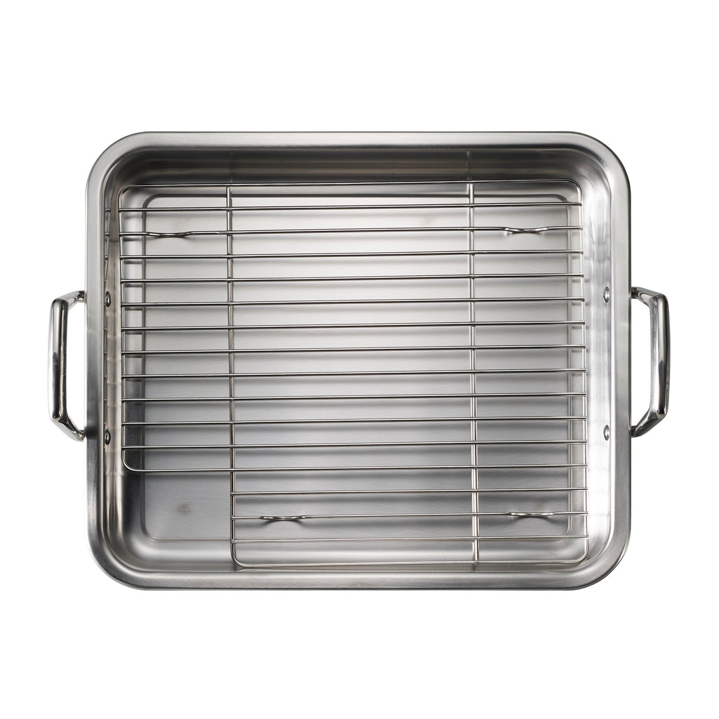 Stainless Steel Roasting Pan with Basting Grill