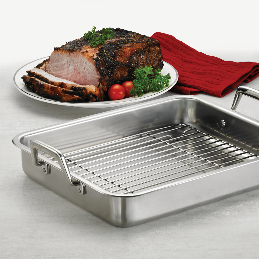 Stainless Steel Roasting Pan with Basting Grill