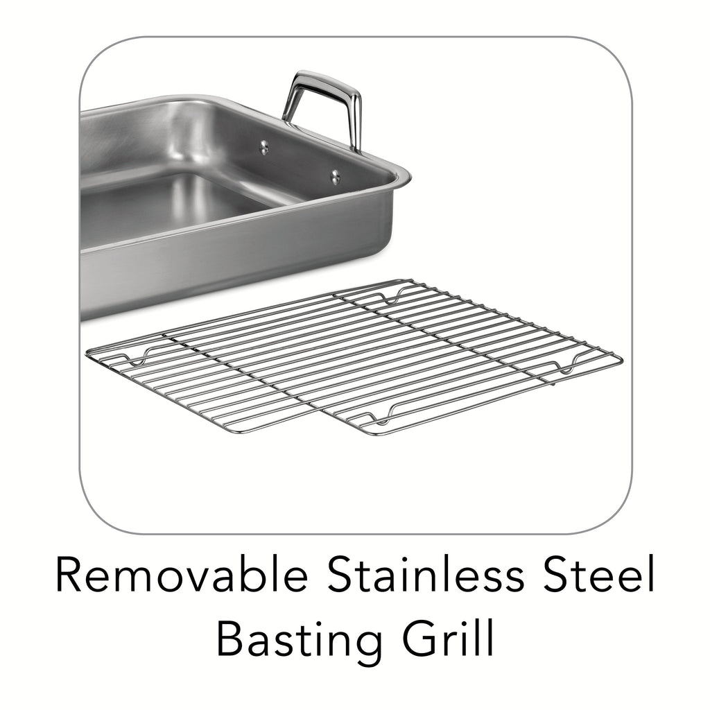 Stainless Steel Roasting Pan with Basting Grill