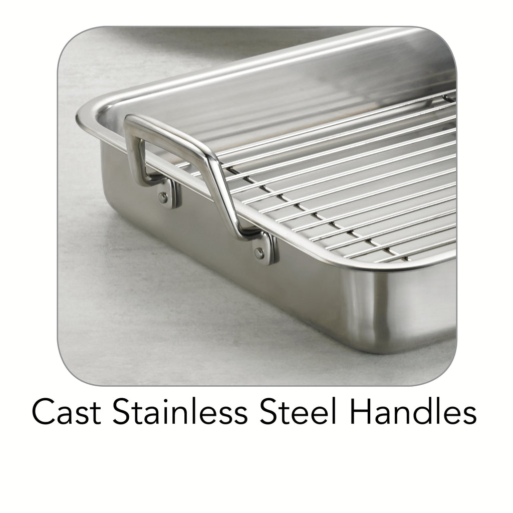 Stainless Steel Roasting Pan with Basting Grill