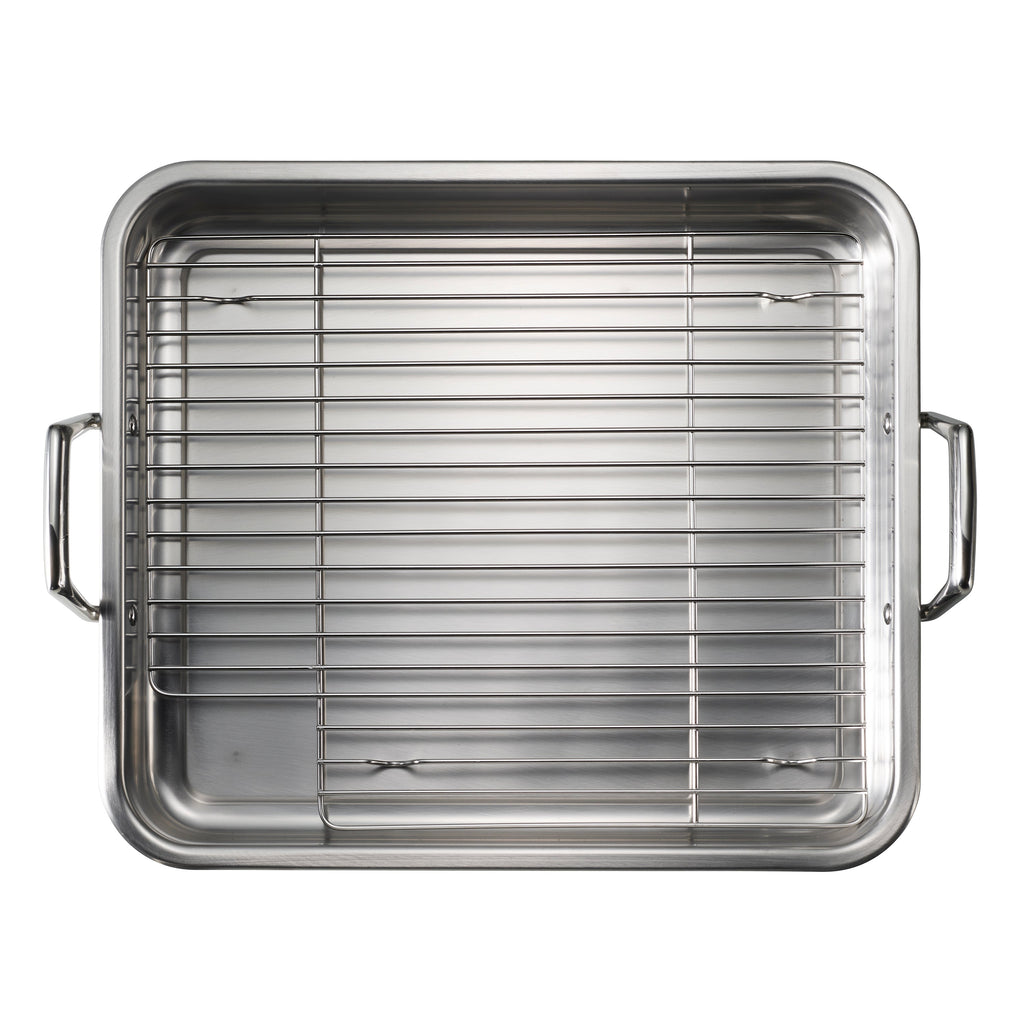 Stainless Steel Roasting Pan with Basting Grill