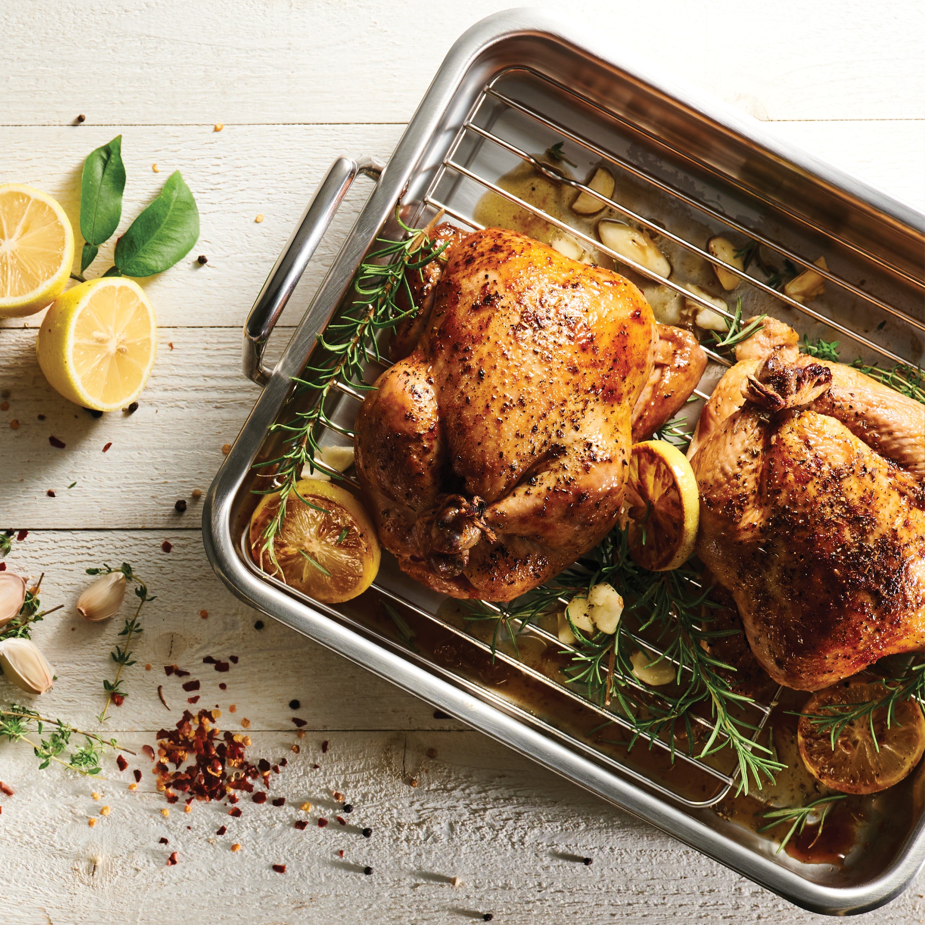 Stainless Steel Roasting Pan with Basting Grill