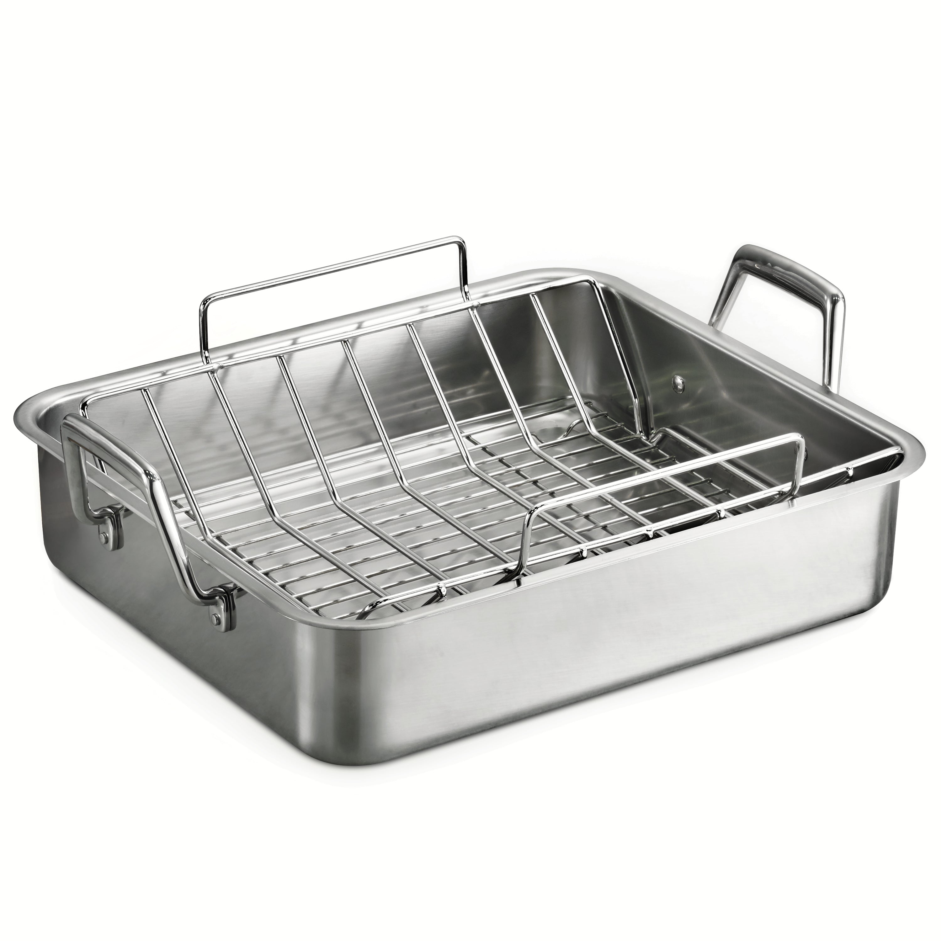 16.5 in Stainless Steel Deep Roasting Pan with Basting Grill & V-Rack