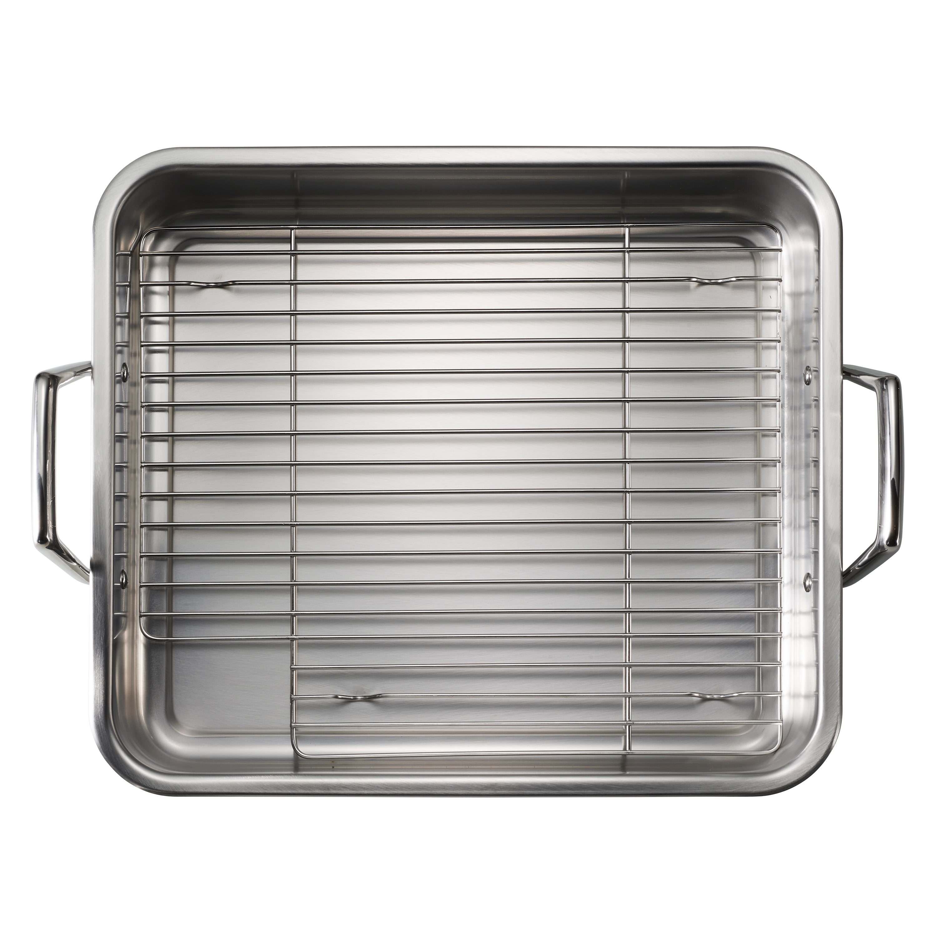 16.5 in Stainless Steel Deep Roasting Pan with Basting Grill & V-Rack