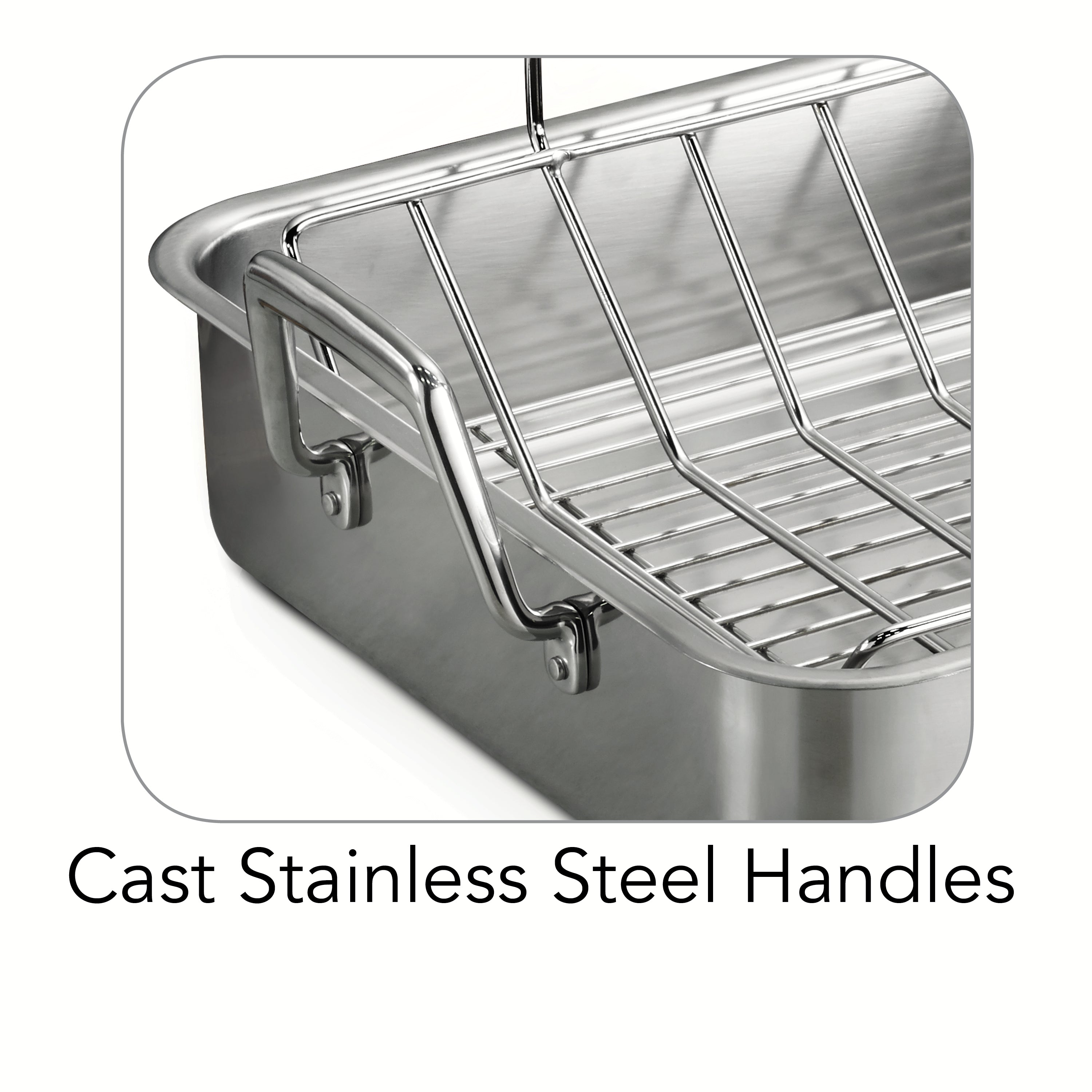 16.5 in Stainless Steel Deep Roasting Pan with Basting Grill & V-Rack