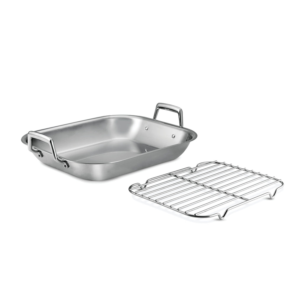 16.75 in Stainless Steel Flared Edge Roasting Pan with Basting Rack