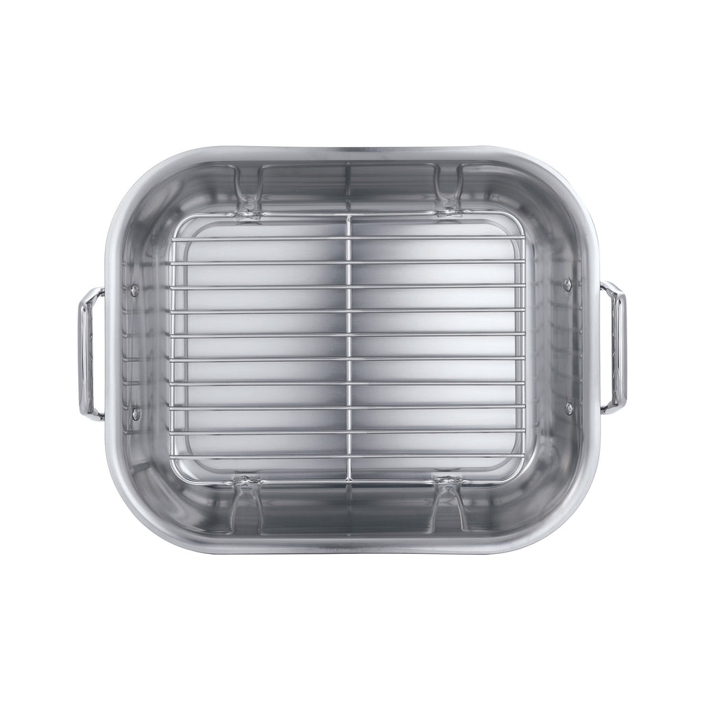 16.75 in Stainless Steel Flared Edge Roasting Pan with Basting Rack