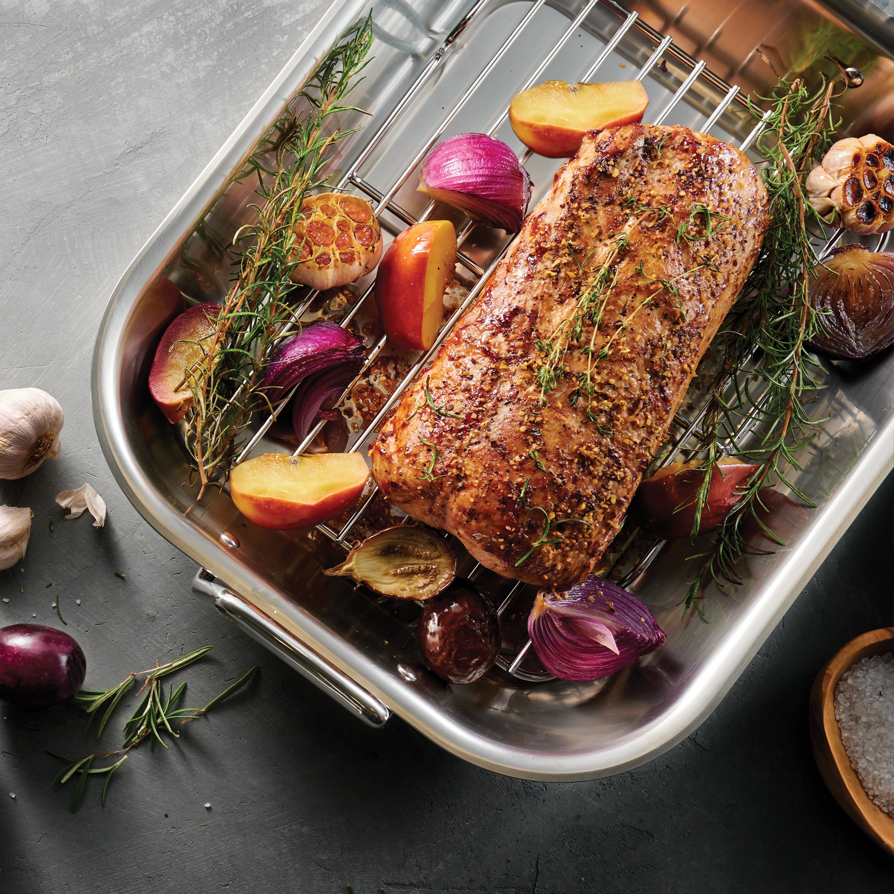 16.75 in Stainless Steel Flared Edge Roasting Pan with Basting Rack