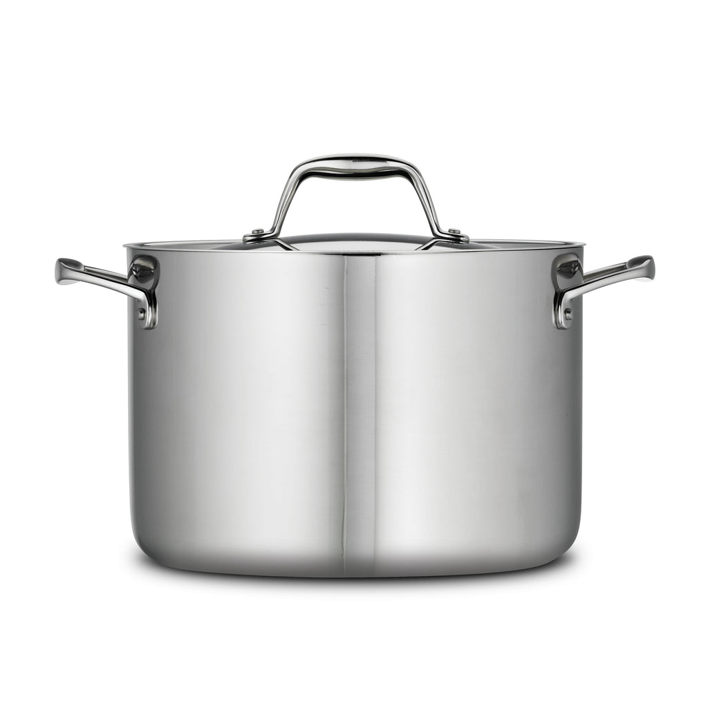 8 Quart Tri-Ply Clad Stainless Steel Covered Stock Pot