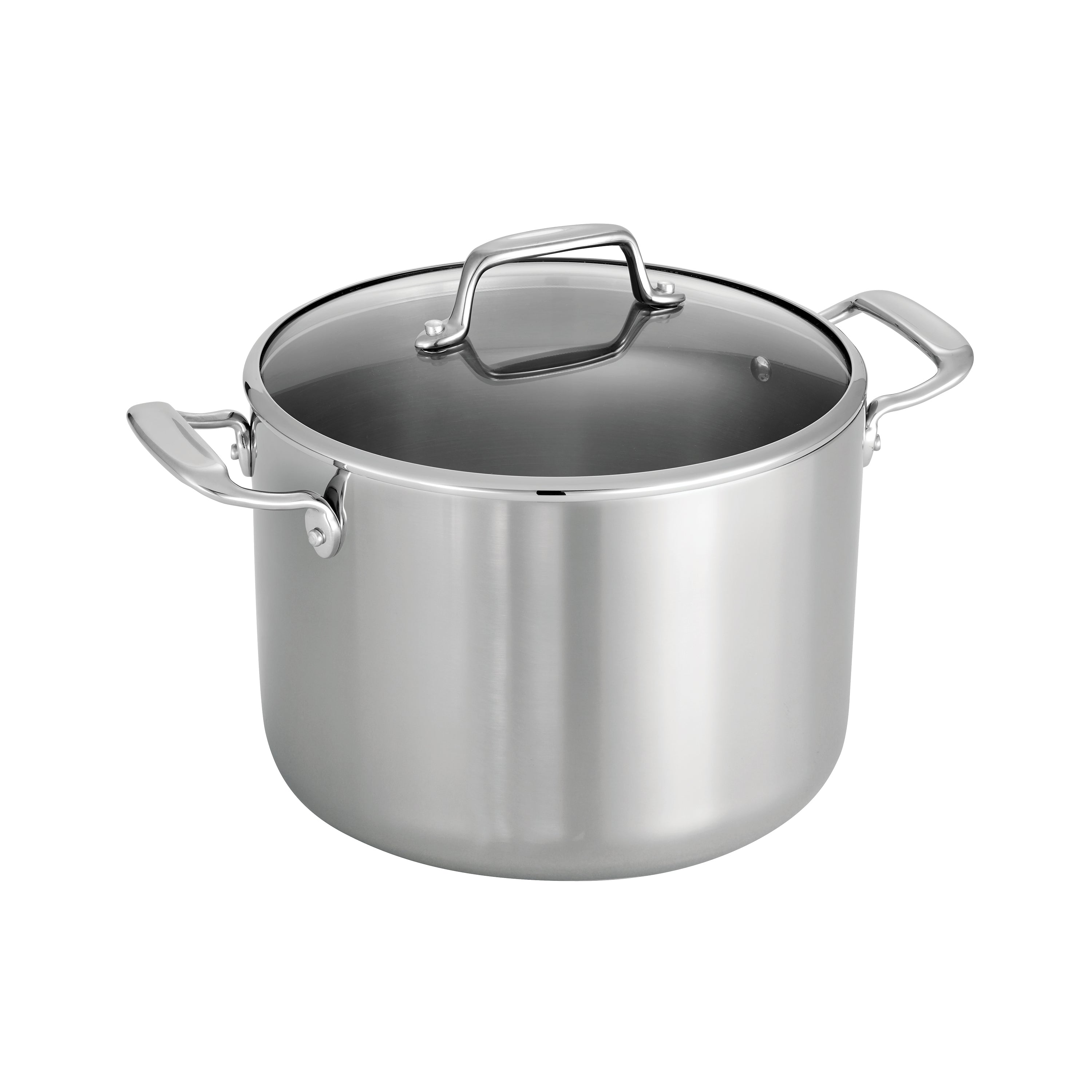 Tri-Ply Clad 8 Quart Stainless Steel Covered Stock Pot - Glass Lid