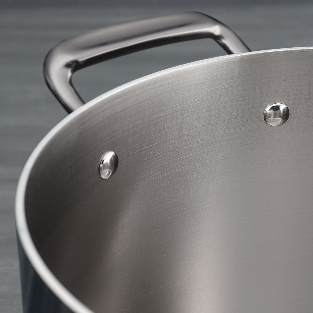 Tri-Ply Clad 8 Quart Stainless Steel Covered Stock Pot - Glass Lid