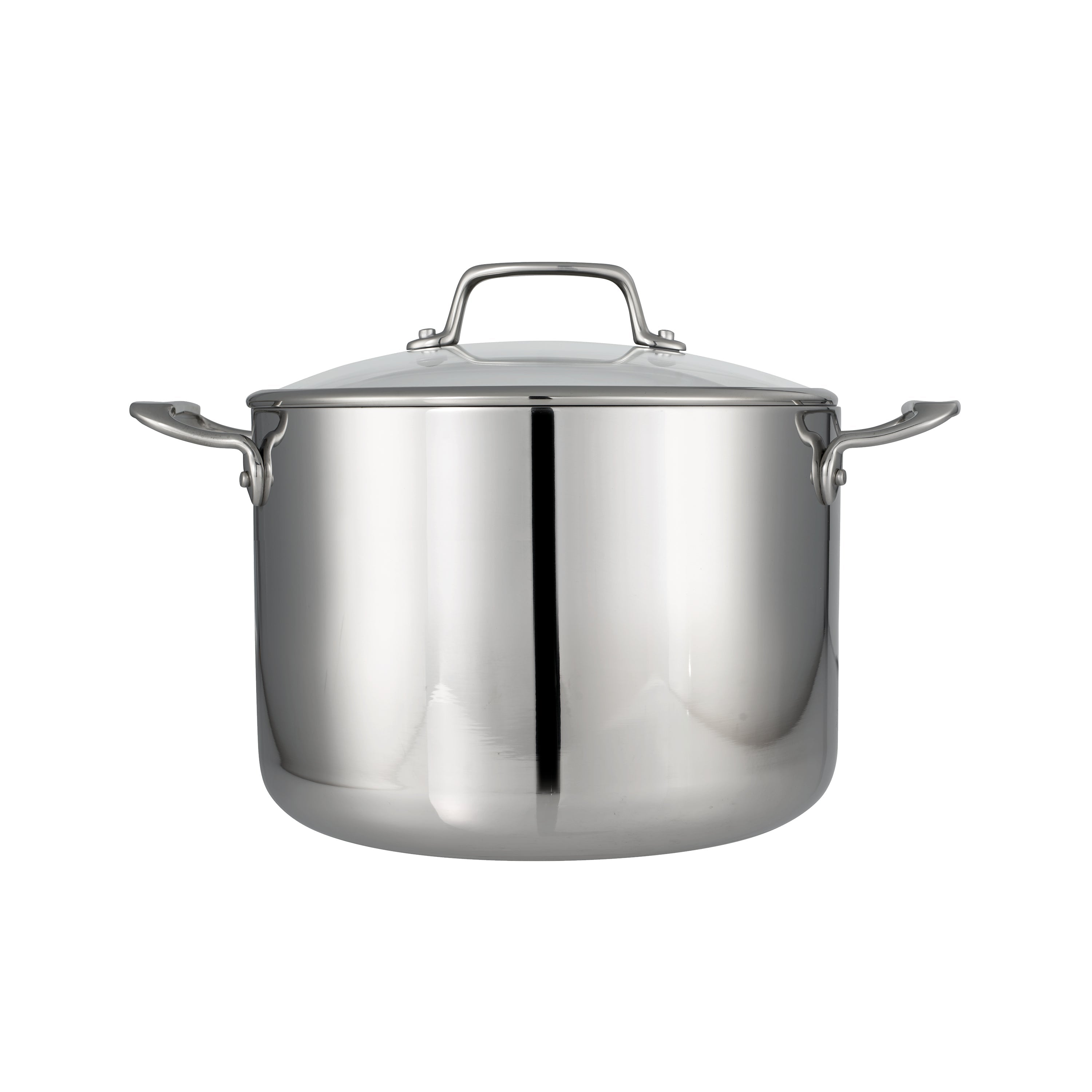 Tri-Ply Clad 8 Quart Stainless Steel Covered Stock Pot - Glass Lid